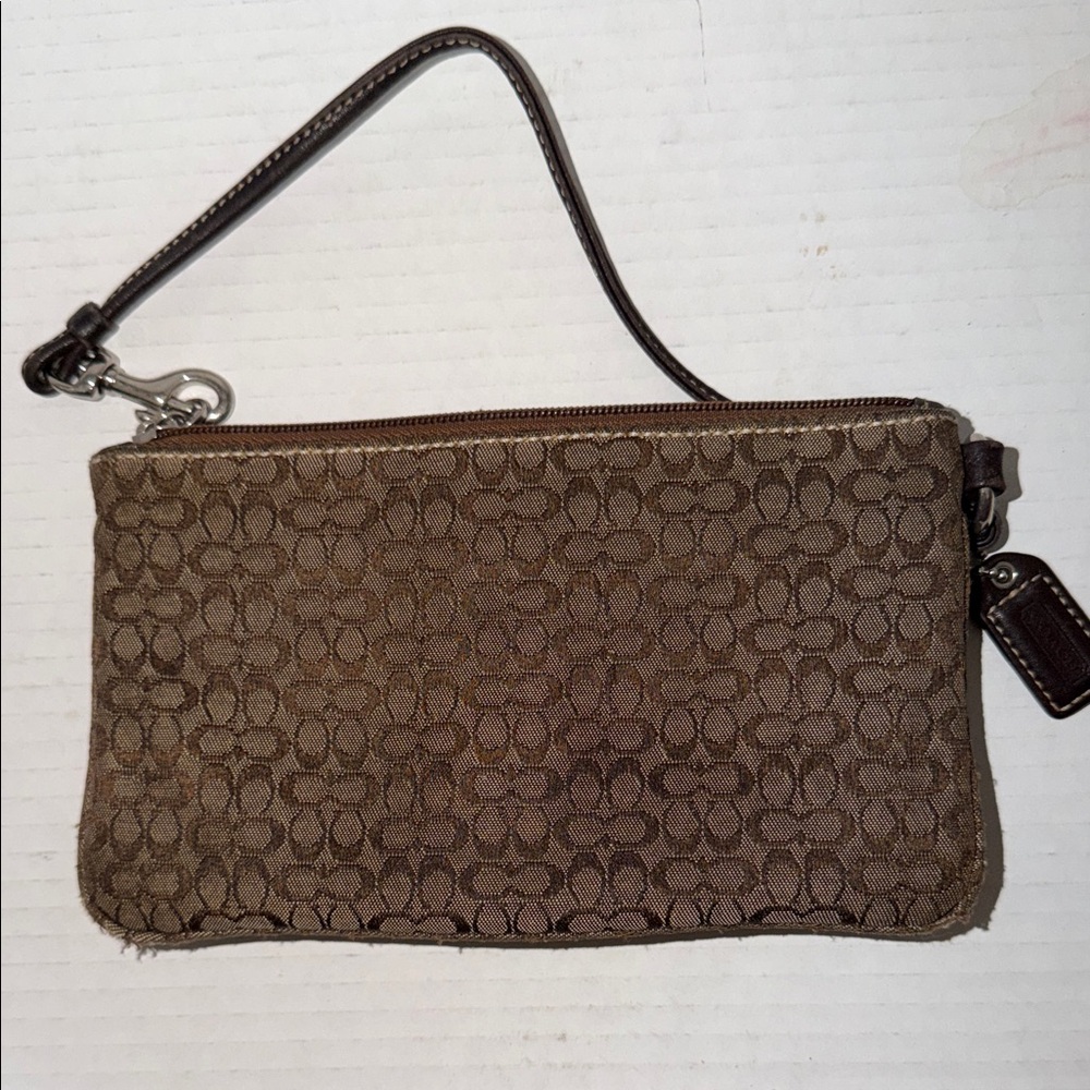 Coach Brown Signature Canvas Wristlet with Buckle Detail - Picture 3 of 4